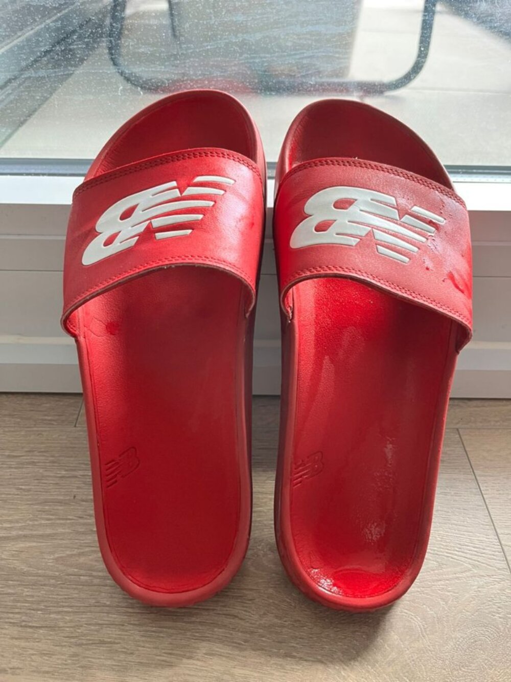Red New Balance Slides Size 10